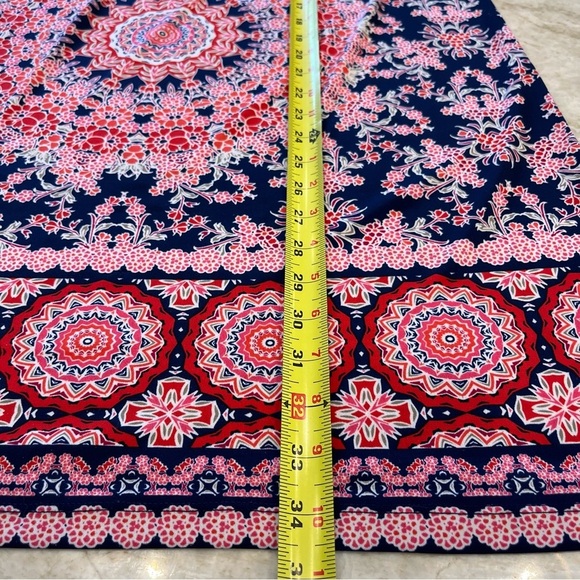 NEW London Times | Floral Geo Print Midi Sleeveless Shift Dress | Blue/Red | 10 - Picture 6 of 11